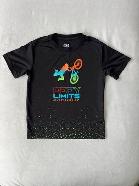 Athletic Works Black Tee with Neon Graphic
